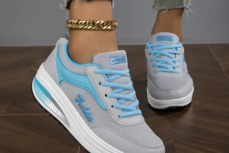 Women's Mesh Platform Lace-Up Sneakers | Cushioned Supportive Walking Sneakers