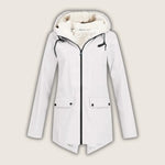 Agatha - Women's Hooded Rain Jacket with Sherpa Lining - White