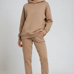 Ailbhe - Women's Hooded Sweatshirt and Jogger Set - Beige