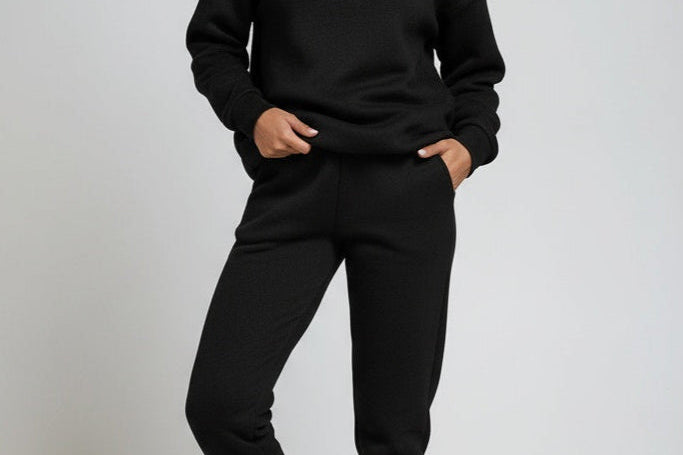 Ailbhe - Women's Hooded Sweatshirt and Jogger Set - Black