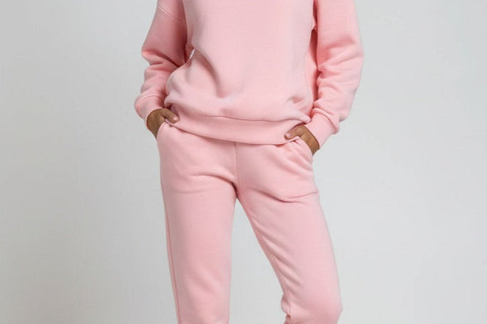 Ailbhe - Women's Hooded Sweatshirt and Jogger Set - Pink
