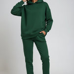 Ailbhe - Women's Hooded Sweatshirt and Jogger Set - Dark Green