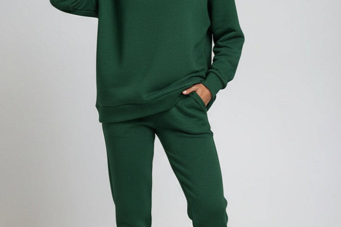 Ailbhe - Women's Hooded Sweatshirt and Jogger Set - Dark Green