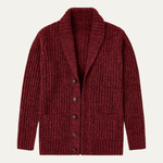 Alan - Men's Chunky Knit Shawl Collar Cardigan - Red