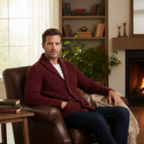Alan - Men's Chunky Knit Shawl Collar Cardigan