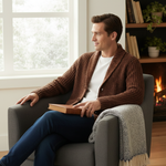 Alan - Men's Chunky Knit Shawl Collar Cardigan
