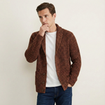 Alan - Men's Chunky Knit Shawl Collar Cardigan