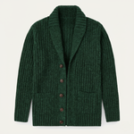 Alan - Men's Chunky Knit Shawl Collar Cardigan - Green