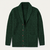 Alan - Men's Chunky Knit Shawl Collar Cardigan - Green