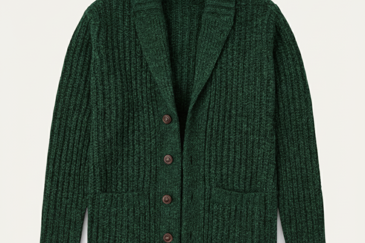 Alan - Men's Chunky Knit Shawl Collar Cardigan - Green