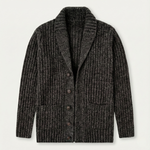 Alan - Men's Chunky Knit Shawl Collar Cardigan - Dark Gray