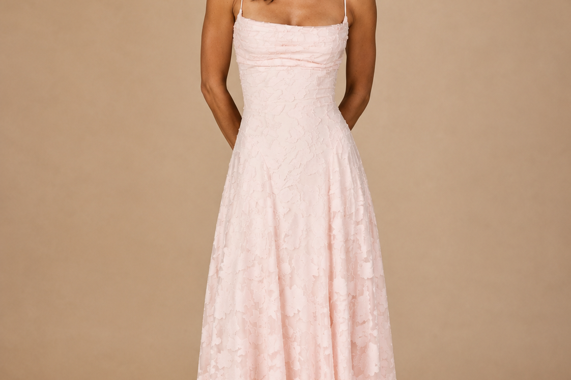 Alanis - Women's Backless Sleeveless Maxi Wedding Guest Dress - Pink