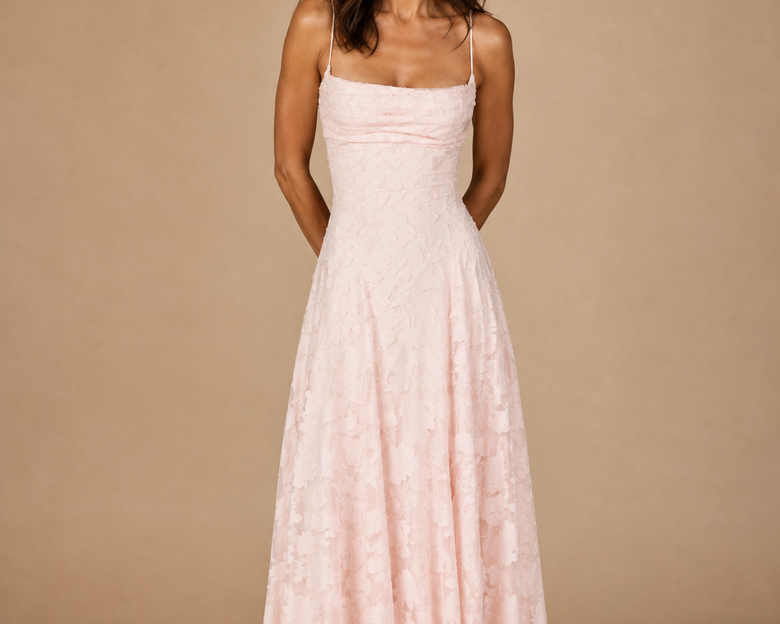 Alanis - Women's Backless Sleeveless Maxi Wedding Guest Dress - Pink