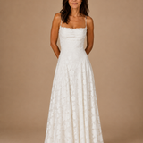 Alanis - Women's Backless Sleeveless Maxi Wedding Guest Dress - White