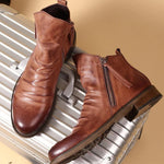 Alastair - Men's Leather Zip Ankle Boots - Auburn