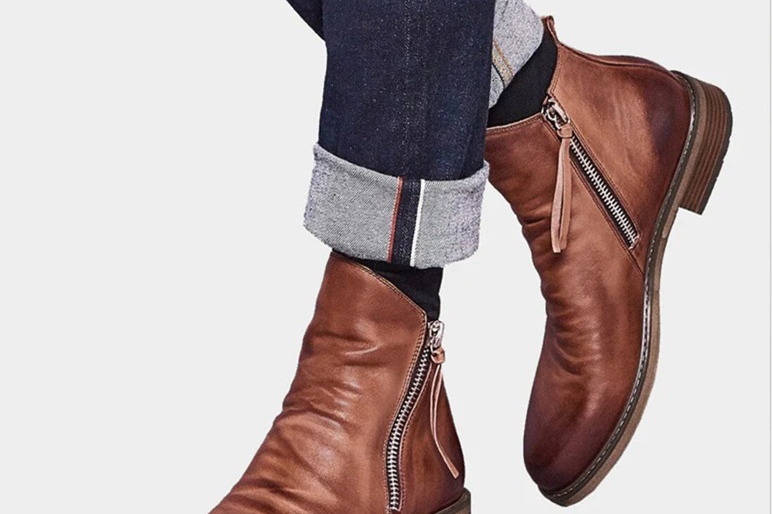 Alastair - Men's Leather Zip Ankle Boots