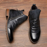 Alastair - Men's Leather Zip Ankle Boots - Black