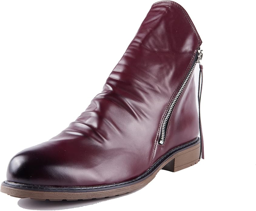 Alastair - Men's Leather Zip Ankle Boots - Burgundy