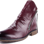 Alastair - Men's Leather Zip Ankle Boots - Burgundy