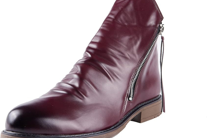 Alastair - Men's Leather Zip Ankle Boots - Burgundy