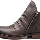 Alastair - Men's Leather Zip Ankle Boots - Grey