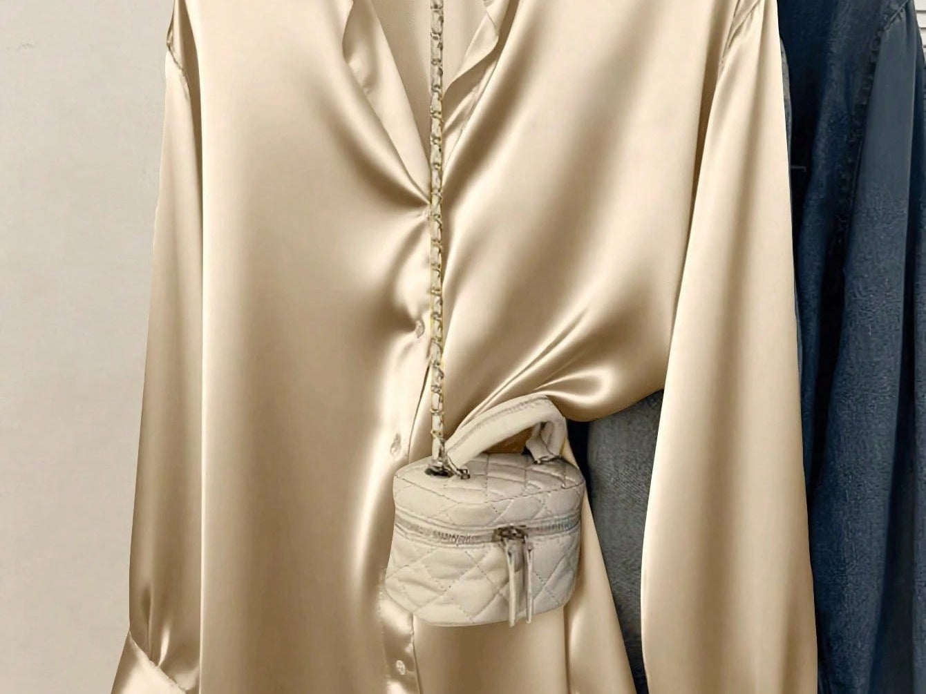 Alayna - Women's Satin Button-Down Long Sleeve Work Shirt