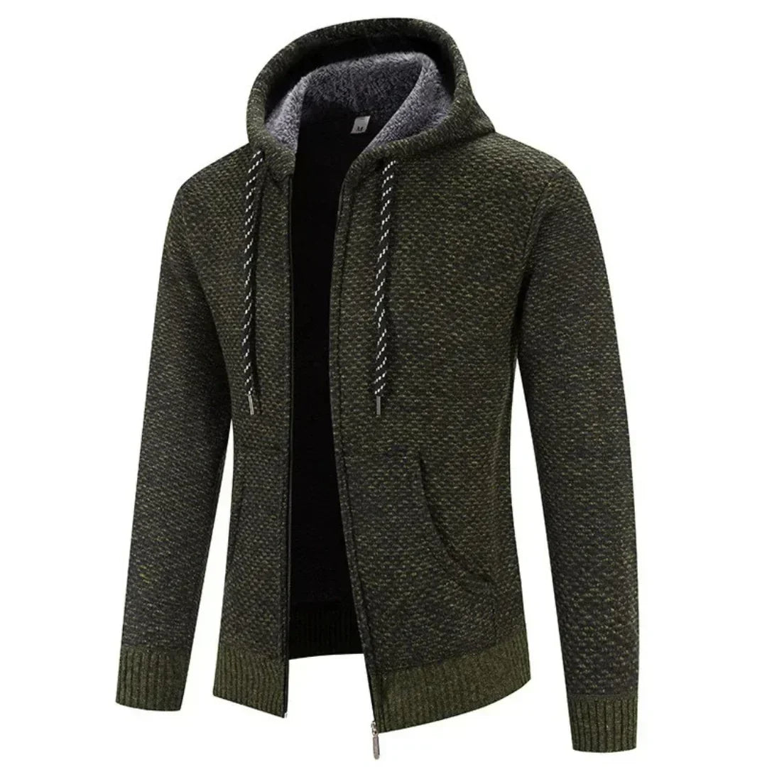 Alden - Men's Hooded Zip-Up Knit Cardigan - Green