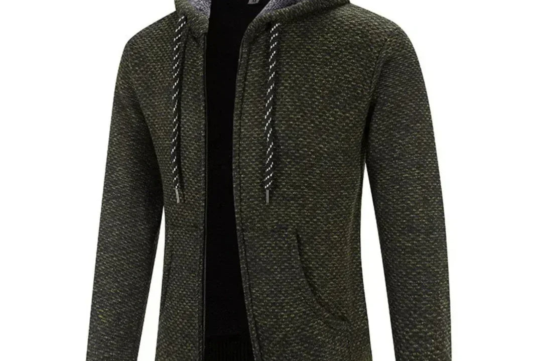 Alden - Men's Hooded Zip-Up Knit Cardigan - Green