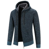 Alden - Men's Hooded Zip-Up Knit Cardigan - Blue