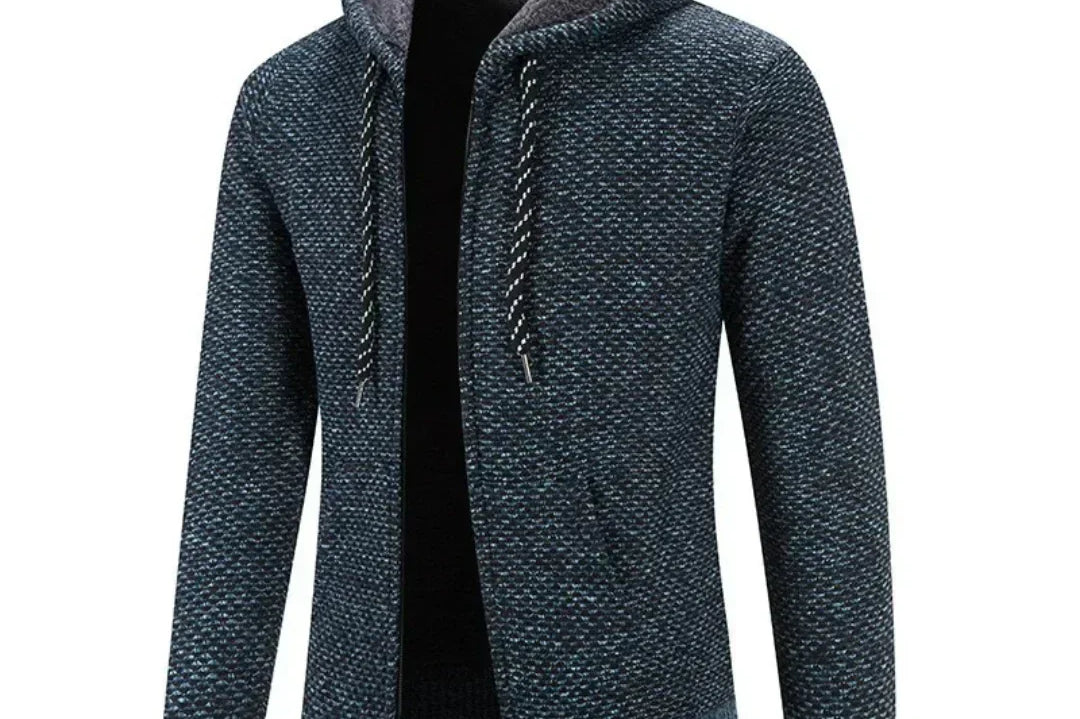 Alden - Men's Hooded Zip-Up Knit Cardigan - Blue