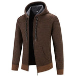 Alden - Men's Hooded Zip-Up Knit Cardigan - Brown