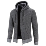 Alden - Men's Hooded Zip-Up Knit Cardigan - Gray