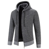 Alden - Men's Hooded Zip-Up Knit Cardigan - Gray