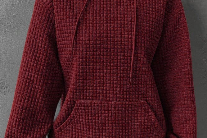 Women's Waffle Knit Hoodie | Casual Relaxed Pullover Hoodie