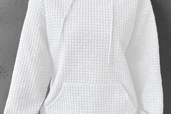 Women's Waffle Knit Hoodie | Casual Relaxed Pullover Hoodie