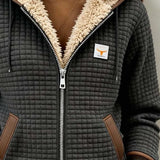 Anna - Women's Waffle Quilted Hooded Jacket with Sherpa Lining