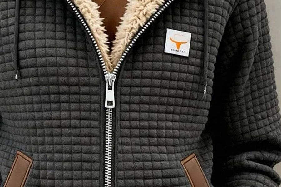 Anna - Women's Waffle Quilted Hooded Jacket with Sherpa Lining