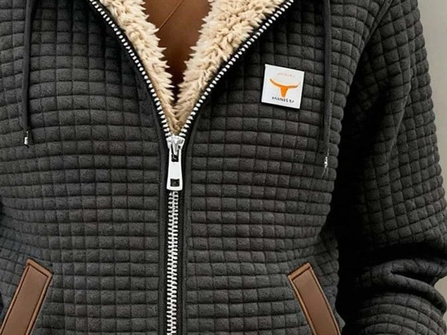 Anna - Women's Waffle Quilted Hooded Jacket with Sherpa Lining