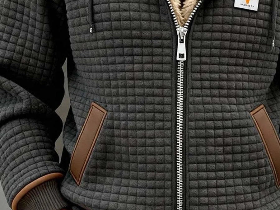 Anna - Women's Waffle Quilted Hooded Jacket with Sherpa Lining