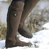 Aoibh - Women's Leather Knee-High Riding Boots with Buckle Strap