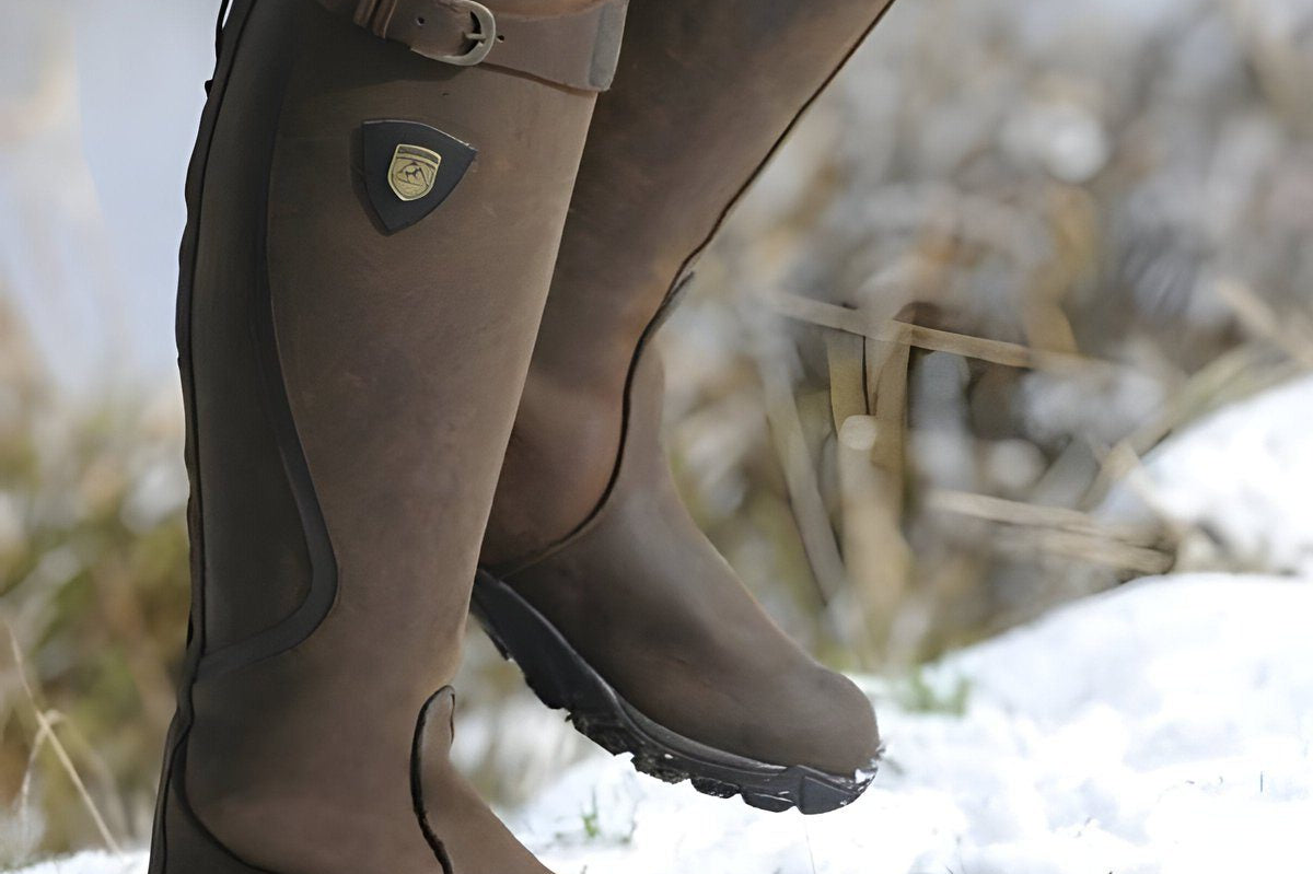 Aoibh - Women's Leather Knee-High Riding Boots with Buckle Strap