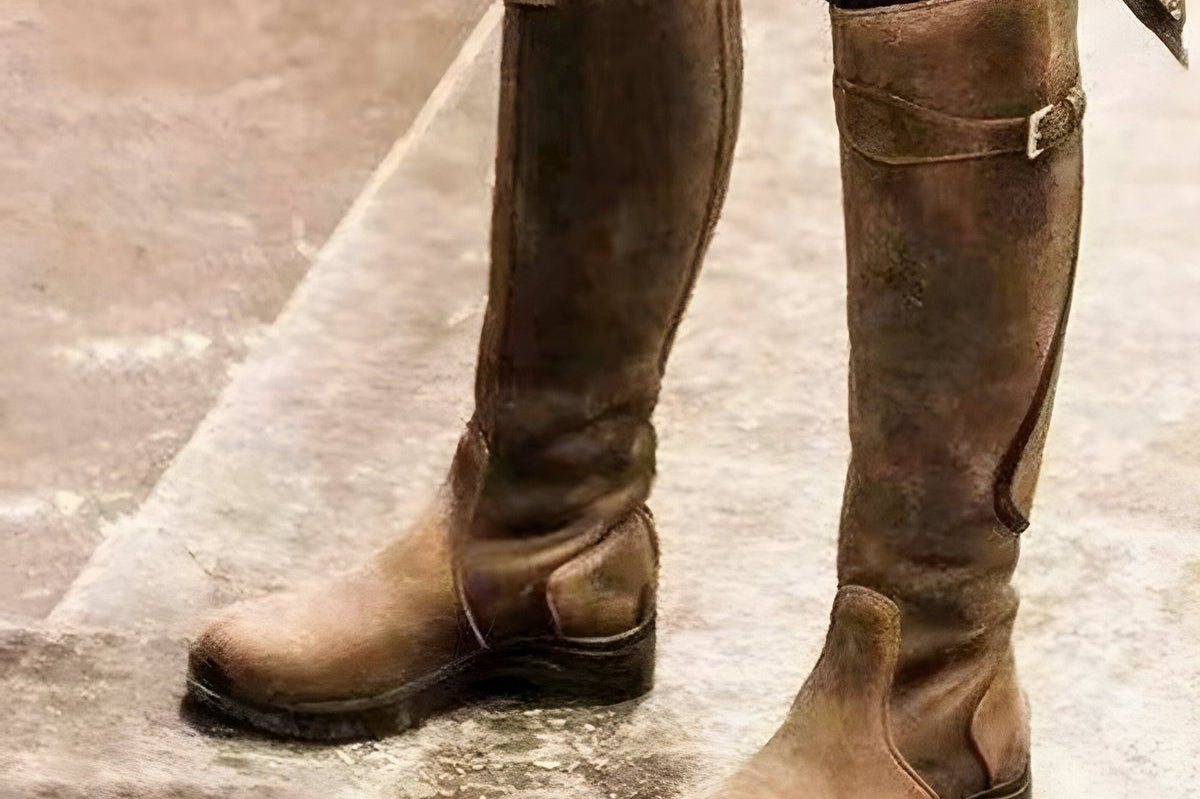 Aoibh - Women's Leather Knee-High Riding Boots with Buckle Strap - Brown