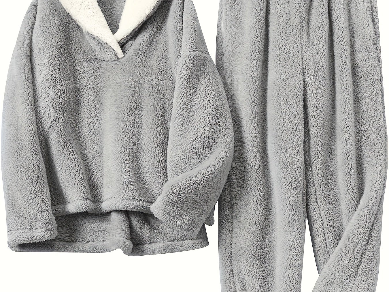 Aoife - Women's Teddy Fleece Half-Zip Lounge Set - Grey