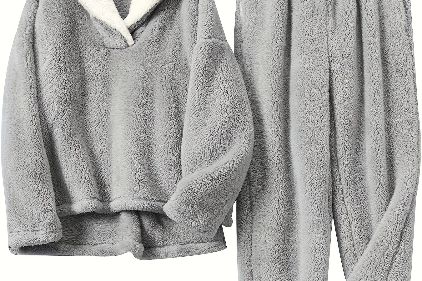 Aoife - Women's Teddy Fleece Half-Zip Lounge Set - Grey