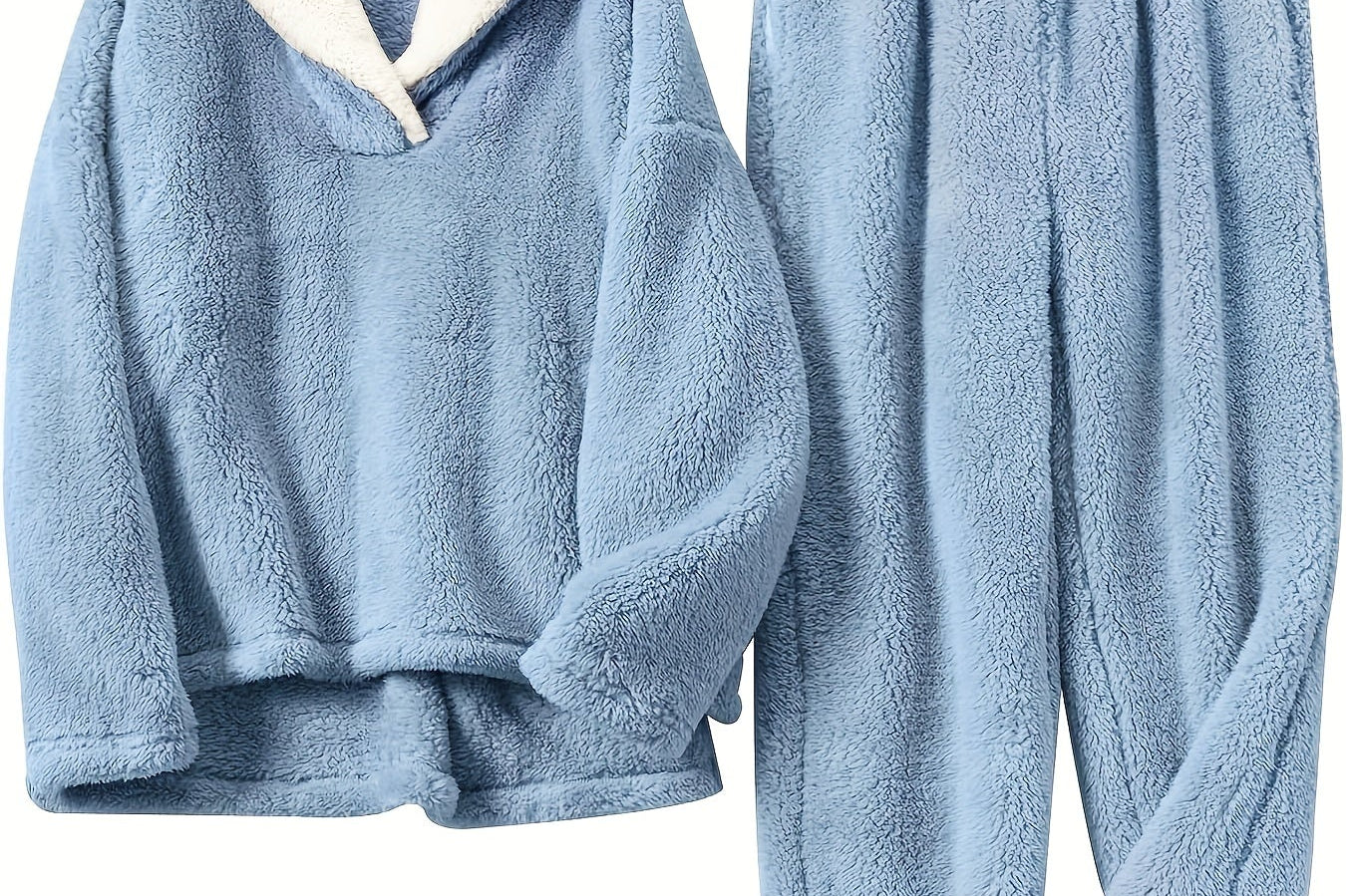 Aoife - Women's Teddy Fleece Half-Zip Lounge Set - Blue