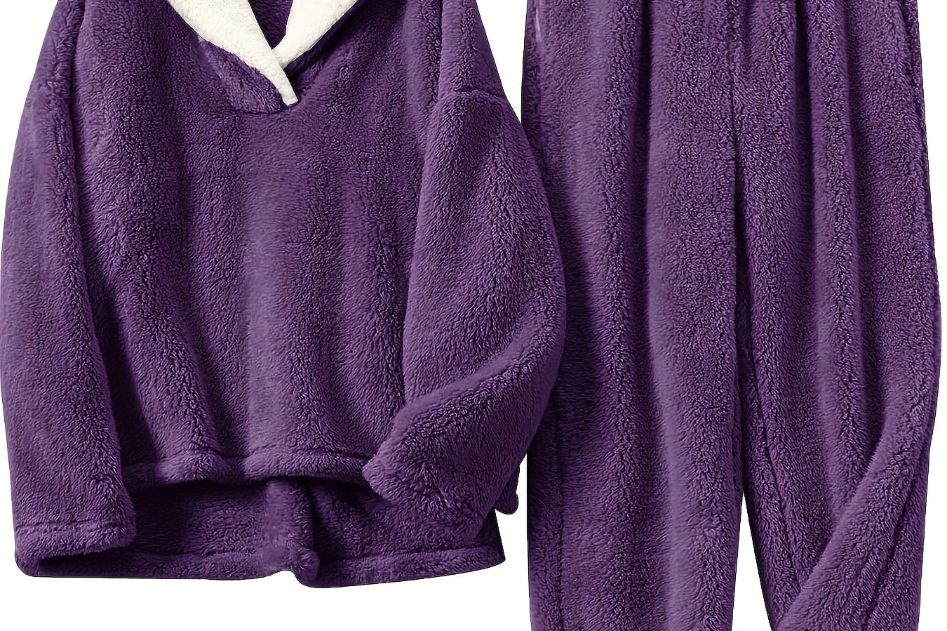 Aoife - Women's Teddy Fleece Half-Zip Lounge Set - Purple