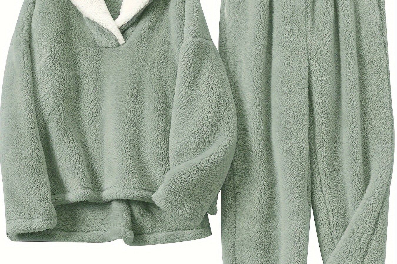 Aoife - Women's Teddy Fleece Half-Zip Lounge Set - Green