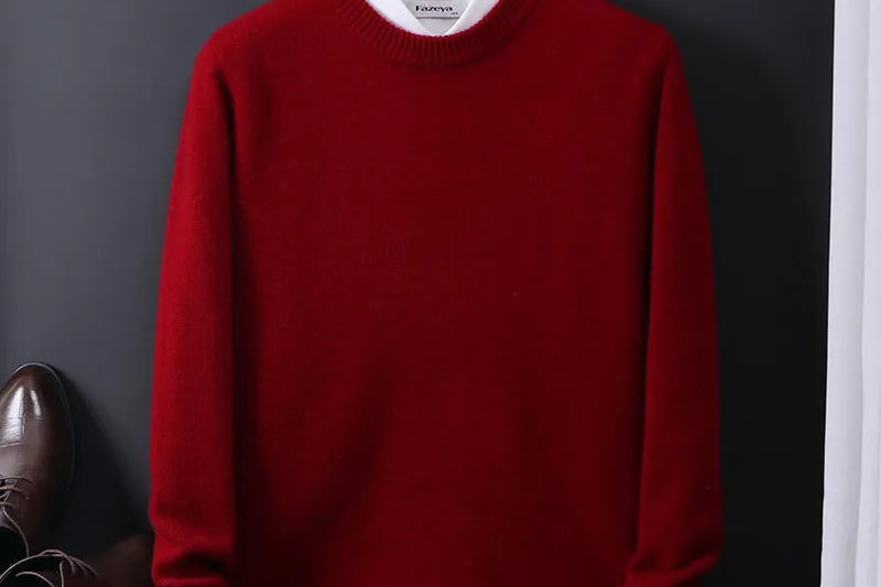 Ashton - Men's Cashmere-Blend Crew Neck Sweater with Classic Fit - Red
