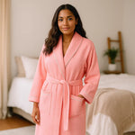 Pink waffle cotton robe