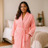 Pink waffle cotton robe